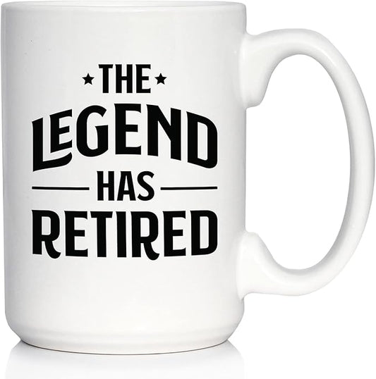 The Legend Has Retired - Funny Coffee Mug Retirement Gift for Boss or Coworkers - Large 15 Oz Ceramic Coffee Cup