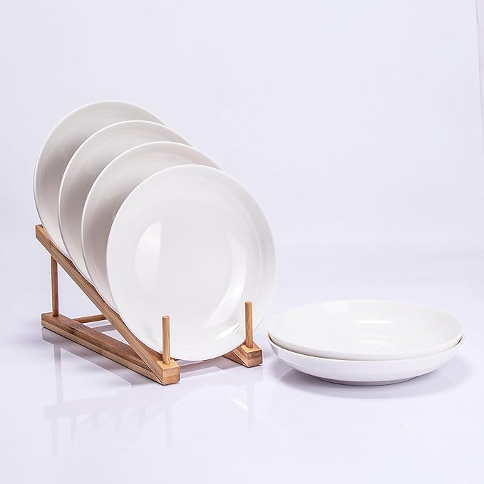 QUANSHANGJUSet of 6 Dinner Plates 8 Inch, White Porcelain Plates, Microwave Oven Dishwasher Safe Scratch Resistant