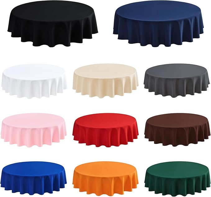2 Pack Round Table Cloth 60 Inch Black Tablecloth Washable Polyester Solid Dining Table Cover for Birthday Party Dinner Holiday Outdoor Indoor