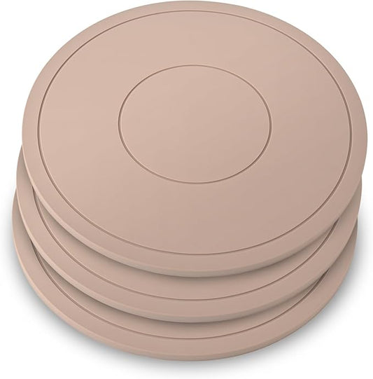 Silicone Trivet Mats 3 Pack Heat Resistant Pot Holders, Multipurpose Non-Slip Hot Pads for Kitchen Potholders, Hot Dishers, Jar Opener, Spoon Holder (Brown)