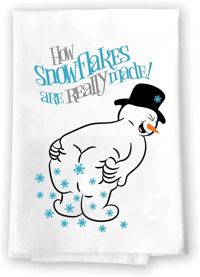 Christmas Decor | Decorative Kitchen and Bath Hand Towels | How Snowflakes Are Made Snowman | XMAS Winter Novelty | White Towel Home Holiday Decorations | Gift Present