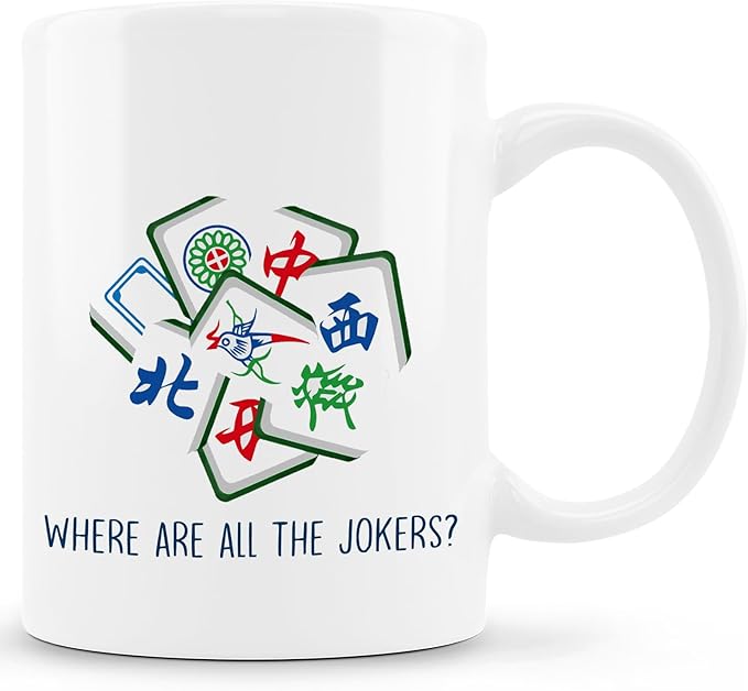 Mahjong Accessories Mug, Mahjong Gifts for Women Coffee Cup Ceramic, Gifts for Mah Jong Players Lovers, Mahjong Themed Gift Ceramic Coffee Tea Mug 11 oz