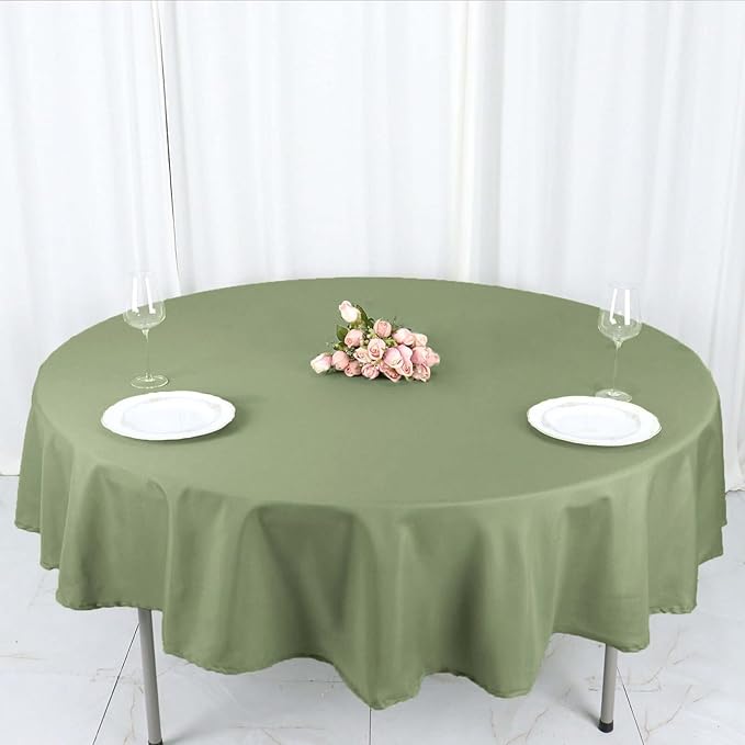 Efavormart Round Tablecloth, 90 Inch Stain & Wrinkle Resistant Washable Table Cloth, Decorative Polyester Fabric Table Cover for Banquet, Wedding, Dining- Eucalyptus Dusty Sage