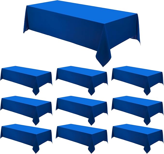 Rectangle Tablecloths 90x132 Inch 10 Pack Royal Blue Tablecloth for 6ft Washable Decorative Linen Polyester Table Cloths for 8ft Dining Table Banquets Buffet Parties and Wedding