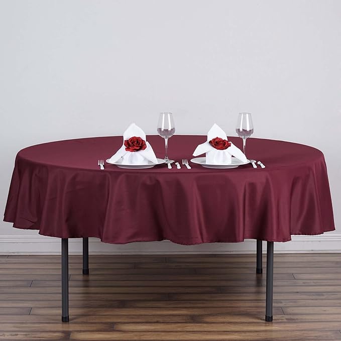 Efavormart 90" Round Burgundy Wholesale Linens Polyester Round Tablecloth for Wedding Banquet Restaurant
