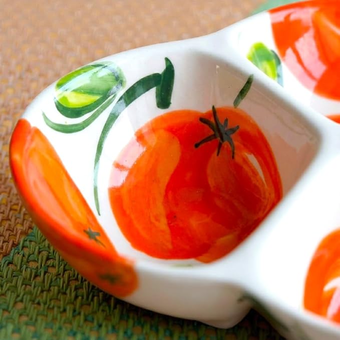 Ceramic Chip & Dip Bowl 7.5”, 3-Compartment Divided Serving Dish & Condiment Tray for Appetizers – Handmade in Spain, Lead-Free Glaze, Microwave, Oven & Dishwasher Safe