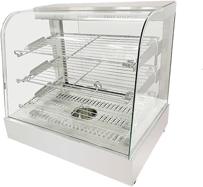 Countertop 26" Food Warmer Display Case 3 Shelf Hot Warming Showcase with Back Sliding Door and Water Tray,Black (26"(Silver))