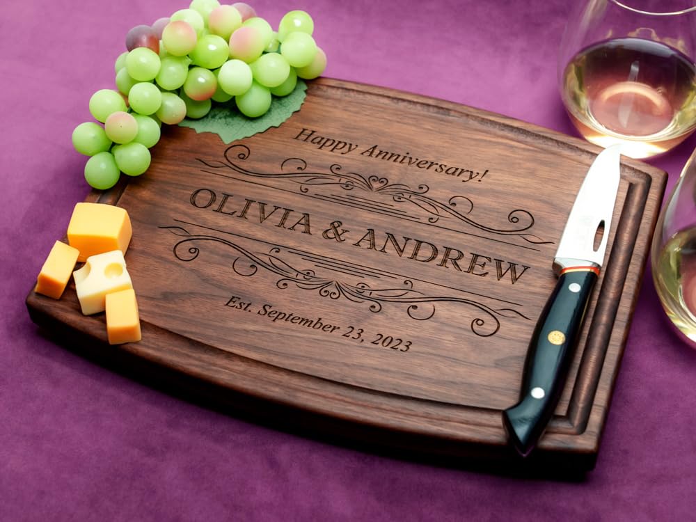 Straga Personalized Cutting Boards | Handmade Wood Engraved Charcuterie | Custom Wedding, Anniversary, Housewarming Gift for Newlyweds 002