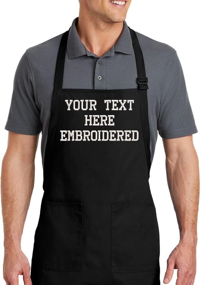 Personalized Apron with Custom Name or Any Text. Chef, Cooking, Grilling, or Baking Gift