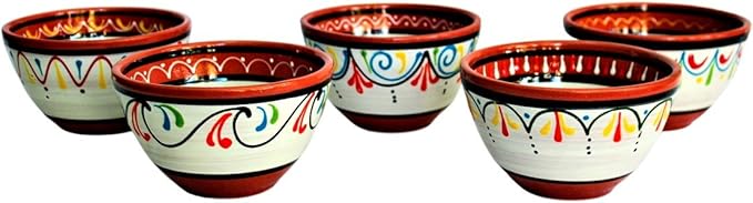 Cactus Canyon Ceramics Spanish Terracotta 5-Piece Breakfast Bowl Set (European Size) White