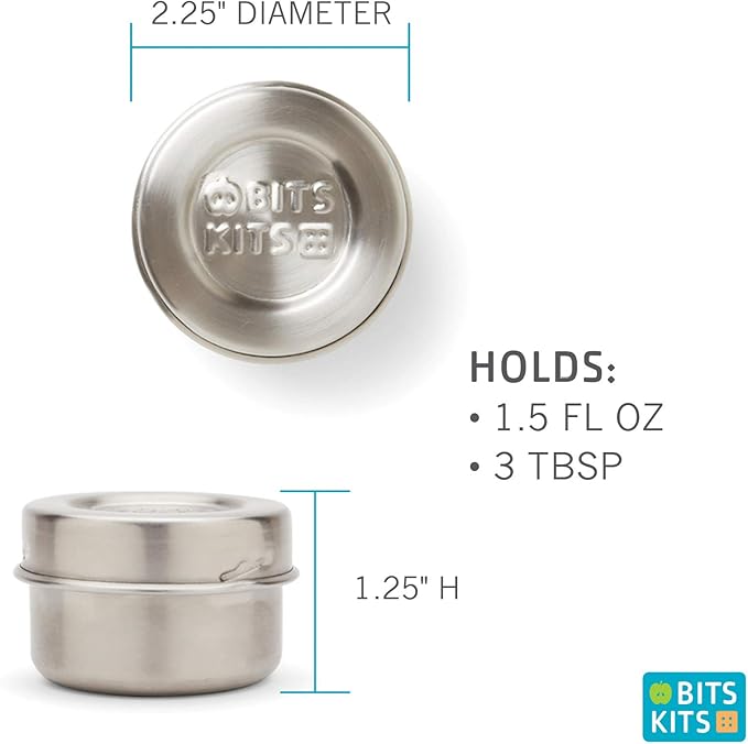 Stainless Steel Reusable Condiment and Snack Containers, Set of 3
