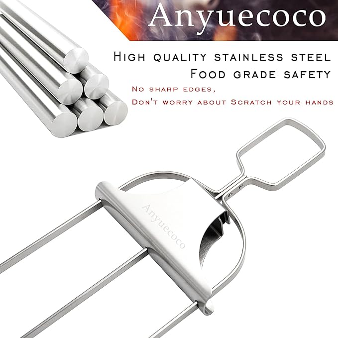 Skewers for kabobs,4-PCS 14 Inch 3-Prong Kabob Skewers for Grilling,Stainless Steel Skewer,With Push Bar Reusable Metal Skewer,Kabob Sticks,Perfect For Meat,Chicken,Sausages,Veggies,shrimp