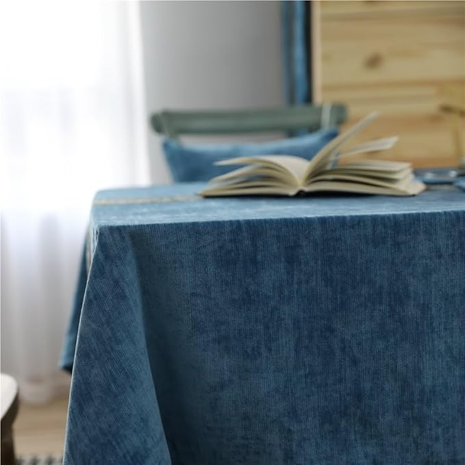 Rectangular Tablecloth Classic Tablecloth Tea Blue Double-Sided Velvet Thickened Rectangular Tablecloth Suitable for Restaurant Camping(90 * 130cm)