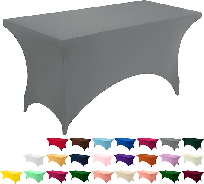 Utopia Kitchen Spandex Tablecloth 1 Pack [6FT, Grey] Tight, Fitted, Washable and Wrinkle Resistant Stretch Rectangular Patio Table Cover for Event, Wedding, Banquet & Parties [72Lx30Wx30H Inch]