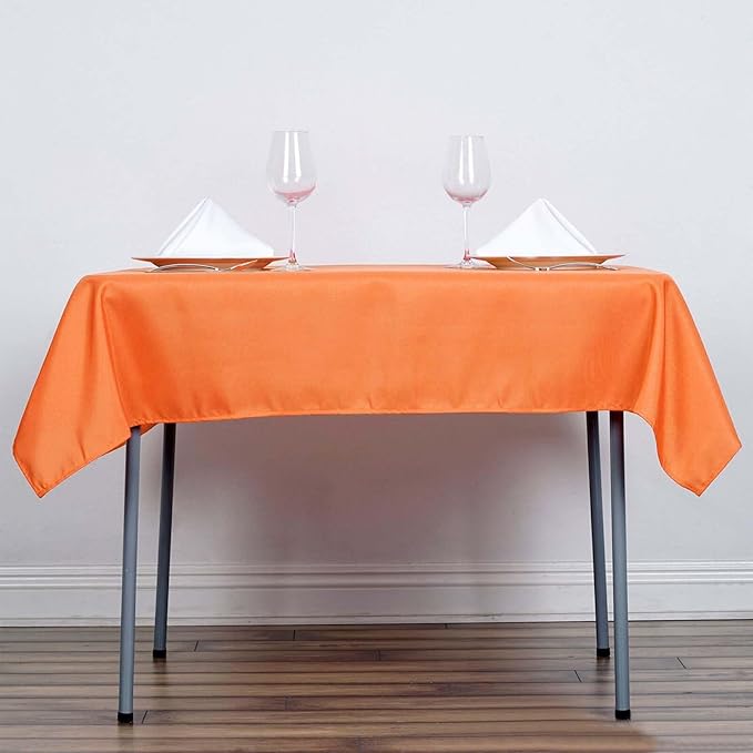 Efavormart 54x54 Orange Wholesale Linens Seamless Polyester Square Linen Tablecloth for Wedding Banquet Party Restaurant