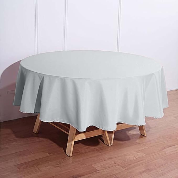 Efavormart Round Tablecloth, 90 Inch Stain & Wrinkle Resistant Washable Table Cloth, Decorative Polyester Fabric Table Cover for Banquet, Wedding, Dining- Silver