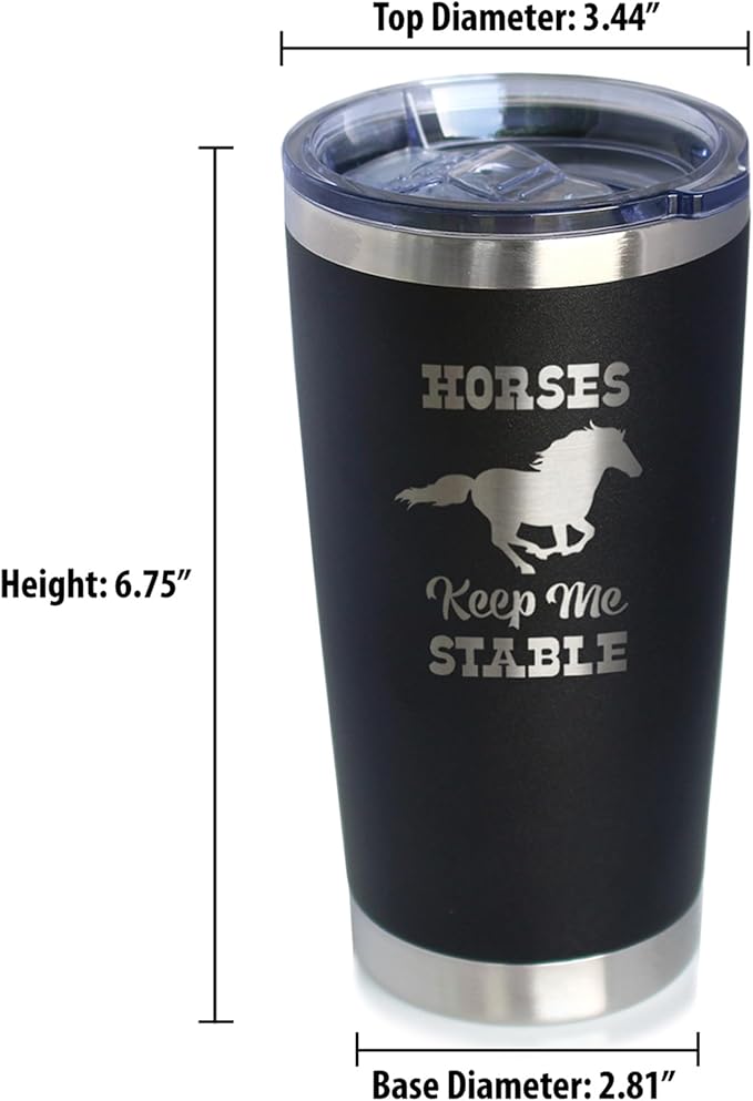 Custom Horses Keep Me Stable - Personalized Insulated Coffee Tumbler Cup with Sliding Lid - Stainless Steel Insulated Mug - Horse Themed Coffee Gifts