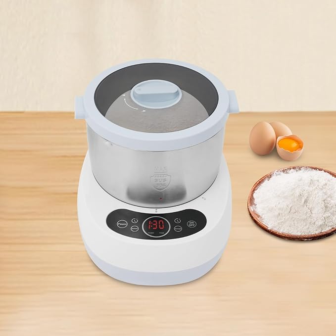 5L Automatic Dough Maker with Ferment Function, 304 Stainless Steel Dough Mixer Machine, Digital Touch Screen Kneading Machine for Pizza, Bread, Dumplings (Blue)