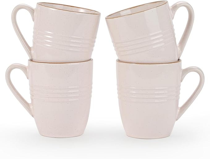 famiware Jupiter Coffee Mugs Set of 4, 13 oz Coffee Mug, Microwave and Dishwasher Safe, Coffee Cups with Handle for Coffee, Tea, Cocoa, Milk, Light Pink
