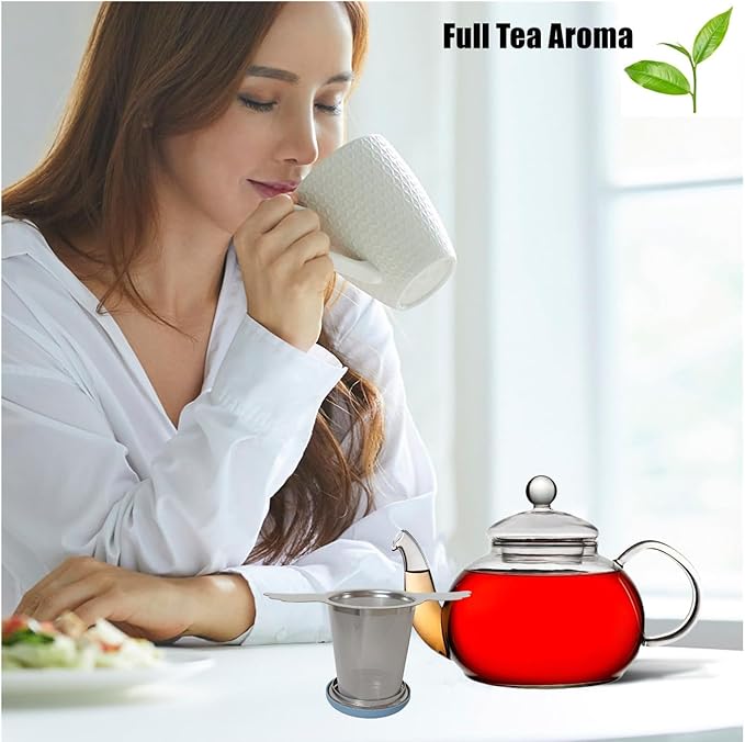 Tea Infusers Strainers Basket with Lid/Drip Tray for Loose Leaf Tea, Ultra Fine Mesh Tea Steeper 304 Stainless Steel Tea Filter with Big Capacity＆Two Extended Arms, Fit Cup Mug Teapot Kettle