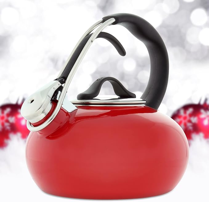 Chantal Classic Loop Enamel on Steel Whistling Tea Kettle, 1.8 quart (Red)