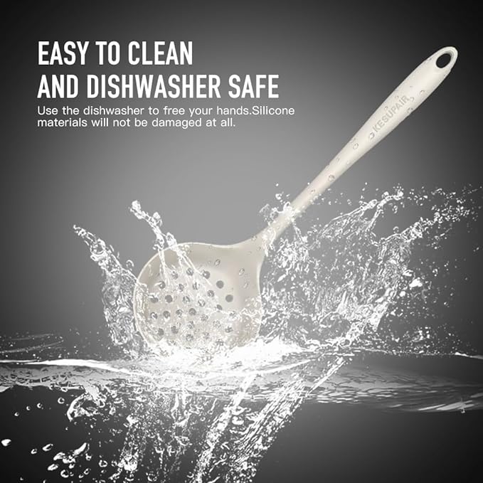 Kitchen Utensils Set - 446°F Heat Resistant Silicone Cooking Utensils Set-Kitchen Tools and Gadgets for Cooking Nonstick Cookware with Tongs,Turner,Spatula,Spoon,Brush,Peeler,Grater,Scissors (Khaki)