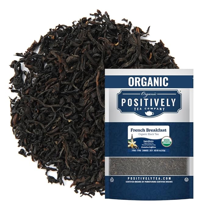 Organic Positively Tea Company, French Breakfast Black Tea, Loose Leaf, 4 Ounce