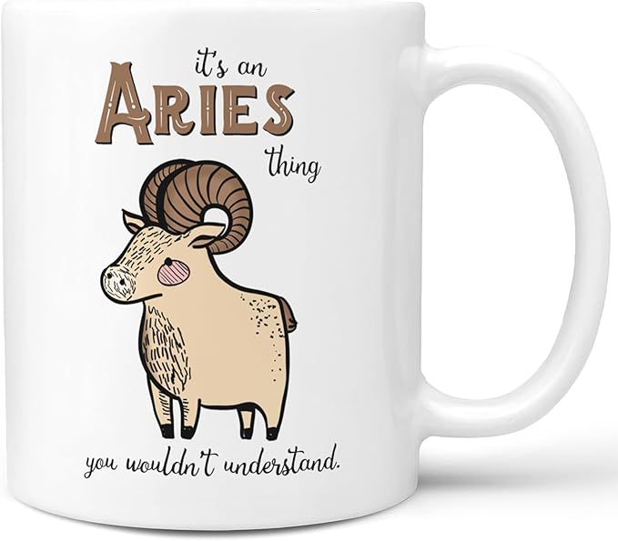 Aries Zodiac Ram Sign Coffee Cup April May Birthday Gift Microwave Dishwasher Safe Ceramic