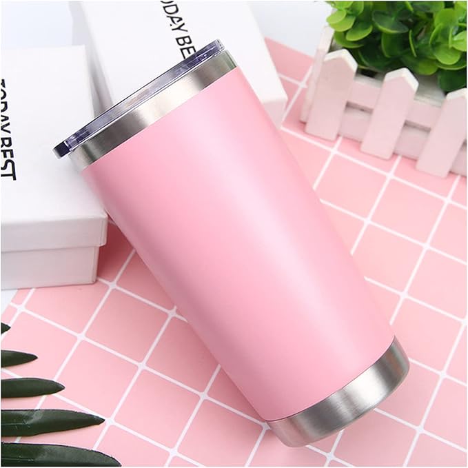 Travel Mug Ice Cup 20 OZ Colourful Tumbler 304 Stainless Steel Double Wall Vacuum Insulated Coffee Mug Wide Mouth Metal Bottle(Pink)