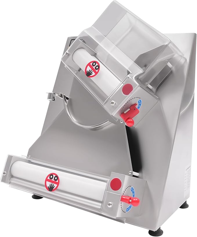 Pizza Dough Roller Sheeter, 4-12" Commercial Electric Automatic Pizza Press Making Rolling Machine Stainless Steel Adjustable Thickness Dough Machine for Noodle Pizza Bread Pasta Maker