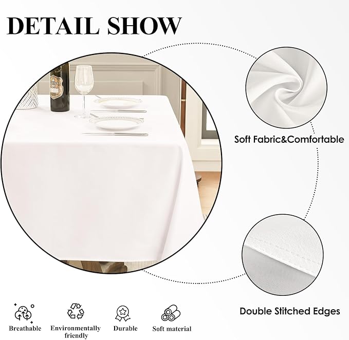 Square Tablecloth 52 x 52 Inch White 10 Pack Tablecloths Stain-Wrinkle Resistant Washable Polyester Table Cloths for Holiday, Buffet Parties, and Weddinge