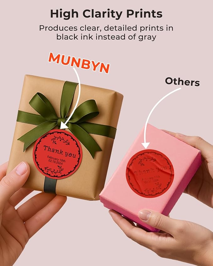 MUNBYN 2 Inch Red Round Thermal Labels, Multi-Purpose Self-Adhesive Circle Thermal Label Stickers for Business, 750 Sheets/1 Roll