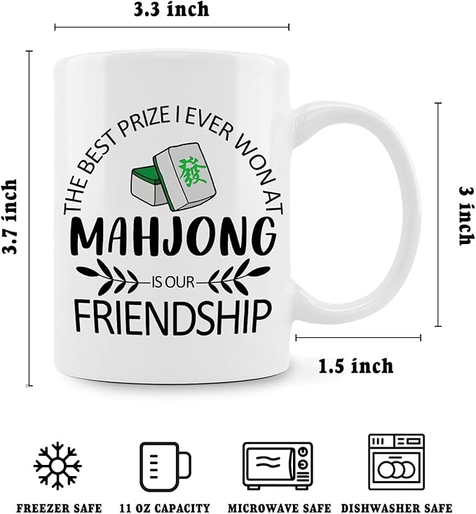 Mahjong Gifts Coffee Mug - Gifts for Mahjong Players Mug, Mahjong Gifts for Women Men, Mahjong Accessories and Gifts, the Best Prize I Ever Won st Mahjong Ceramic Coffee Mug 11 oz