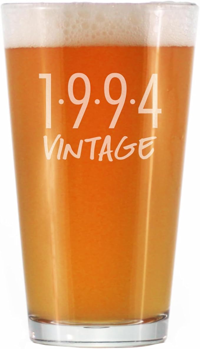Bevvee Vintage 1994 Pint Glass for Beer - 32nd Birthday Gifts for Men or Women Turning 32 - Fun Bday Party Decor - 16 oz