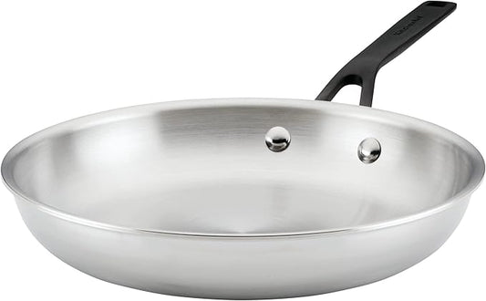 KitchenAid 5-Ply Clad Polished Stainless Steel Frying Pan/Skillet, 10 Inch - Stainless Steel
