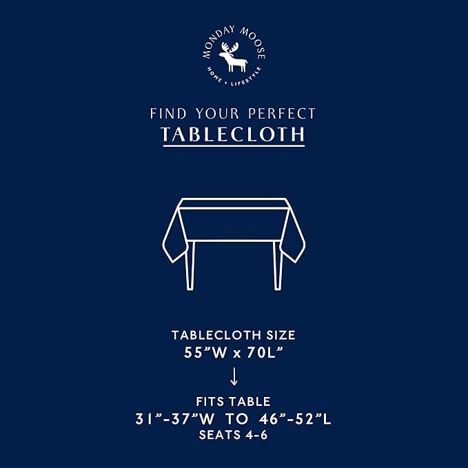 MONDAY MOOSE Striped Farmhouse Picnic Style Decoration Rectangle Natural Stonewashed Cotton Tablecloth for Kitchen, Dining Room, Restaurant (55x70 inch, Blue/White Stripes)