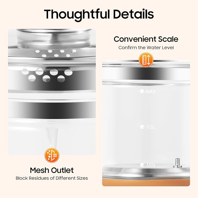 Electric Glass Kettle Kit, 1.8L Glass Hot Boiler With Digital Base, 800W Temperature Control Electric Kettle with Steamed Eggs Holder Hfor Boiling Water, Tea, Coffee