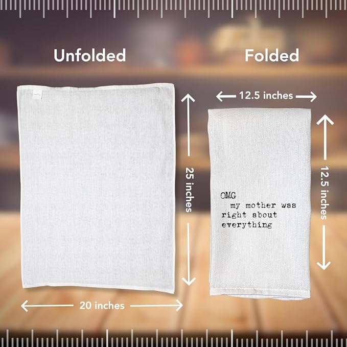 Funny Kitchen Towel for Drying Dishes and Hands - 20"x25" Soft Tea Towel (Mother was Right)