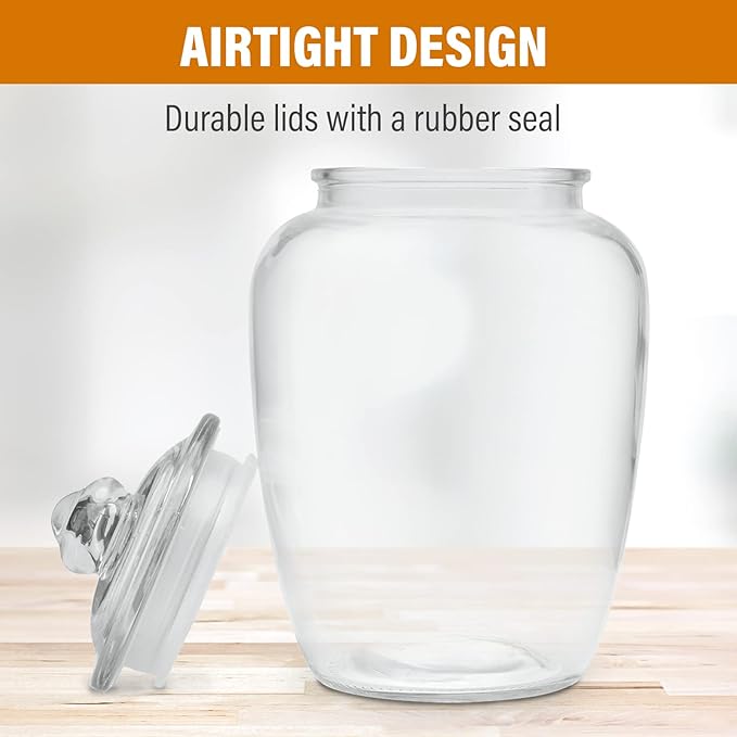 Glass Jars with Airtight Lid - Set of 2 Large Apothecary Jar - 2 pc Glass Jar Set – Canisters Sets for the Kitchen for Cookies, Flour, Sugar, Rice - Holds 75oz 9.5 x 5.5-inch