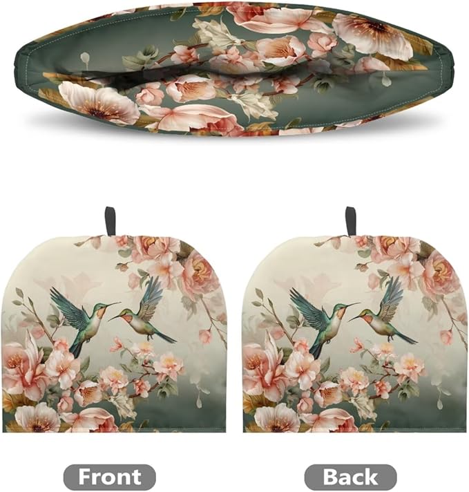 Tea Cozy for Teapots with Handle, Hummingbird & Flower Print Dust Insulated Cover, Hanging Fold-Up Design, Suitable for Kitchen and Living Room Table Decoration