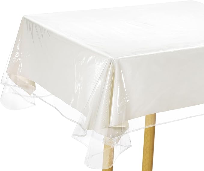 uxcell 2Pcs 54 x 78 Inch Clear Plastic Tablecloth, Waterproof Oilproof Rectangle Vinyl Table Cover Protector with Sewn Finished Edges, Table Cloth for Dining, Parties and Holidays