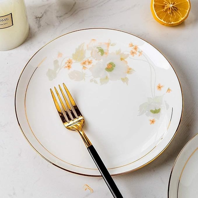 Dinnerware Set, Plates and Bowls Sets, Plate Sets with Dinner Plate, Porcelain Dessert Plate, for Parties, Celebrations, Family Celebrations(62 piecesC)