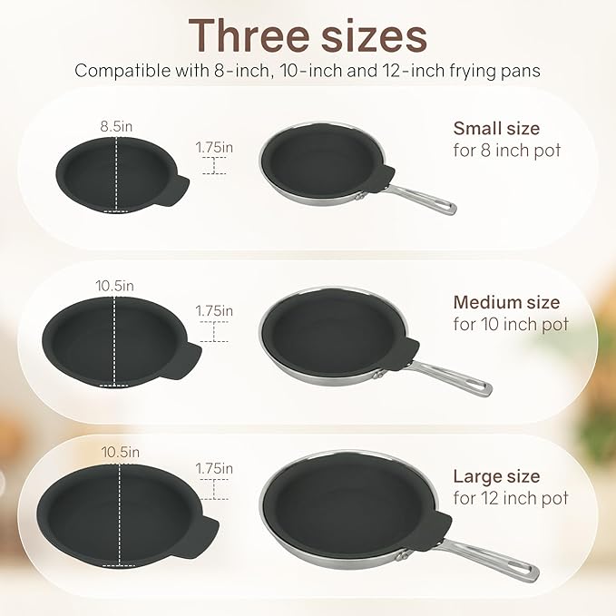 Silicone Pan Protectors (Include 8",10",12") Set Of 3,Frying Pans Protectors For Stacking Non Stick And Protecting Your fry pan, Compatible with Hexclad Cookware Set, Tfal Nonstick Frying Pans &More