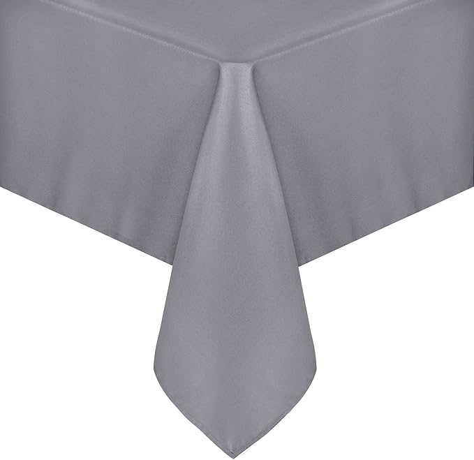 sancua Rectangle Tablecloth - 60 x 84 Inch - Stain and Wrinkle Resistant Washable Polyester Table Cloth, Decorative Fabric Table Cover for Dining Tables, Buffet Parties and Camping, Light Grey