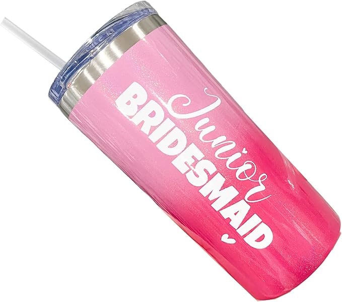 Junior Bridesmaid Gifts Tumbler with Straw and Lid Pink 16oz 0089