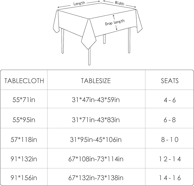 BALCONY & FALCON Table Cloth for 6 Foot Rectangle Tables – Waterproof, Wrinkle-Free Farmhouse Tablecloth for Dining, Kitchen, Wedding, Baby Shower & Holiday Gatherings (Silver, 57" x 118")