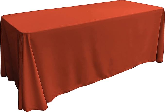 LA Linen Polyester Poplin Washable Rectangular Tablecloth, Stain and Wrinkle Resistant Table Cover 90x156, Fabric Table Cloth for Dinning, Kitchen, Party, Holiday 90 by 156-Inch, Rust