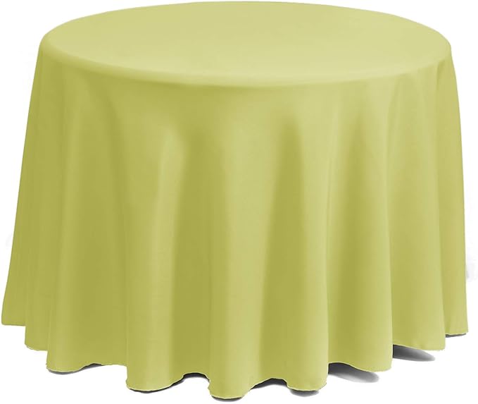 Gee Di Moda Round Tablecloth - 132 Inch Yellow Round Table Cloth for 72 to 96 Inch Round Tables - Heavy Duty Washable Fabric - for Buffet Table, Holiday Party, Dinner, Wedding & Baby Shower