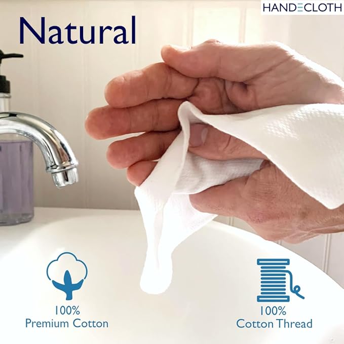 Reusable Cotton Paper Towel Alternative/Made in USA/Absorbent & Durable/Machine Washable/Small Bathroom Hand Towel/No Pilling/Birdseye Cloth/Zero-Waste Home/Plastic-Free/White (6 Pack)