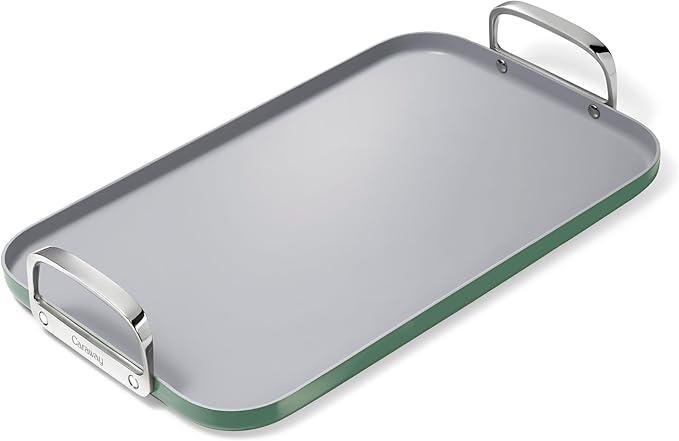 Caraway Double Burner Griddle - 19x12” Griddle Pan - Non-Stick Ceramic Coated - Non Toxic, PTFE & PFOA Free - Oven Safe & Compatible with All Stovetops - Sage